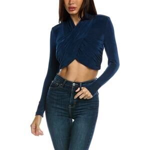 BARDOT Teal Crossover Wrapped Style Long Sleeve Wren Top Size Small